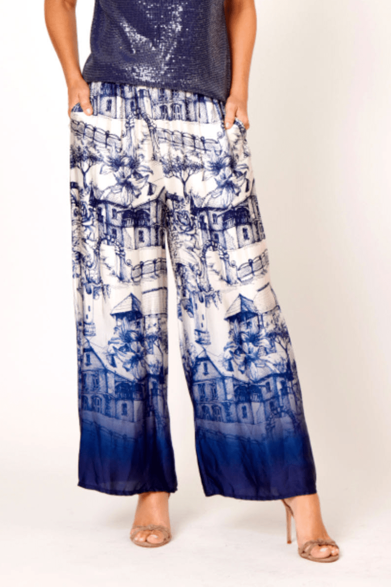 La Strada 100% Viscos Country Cottage Print Pants.