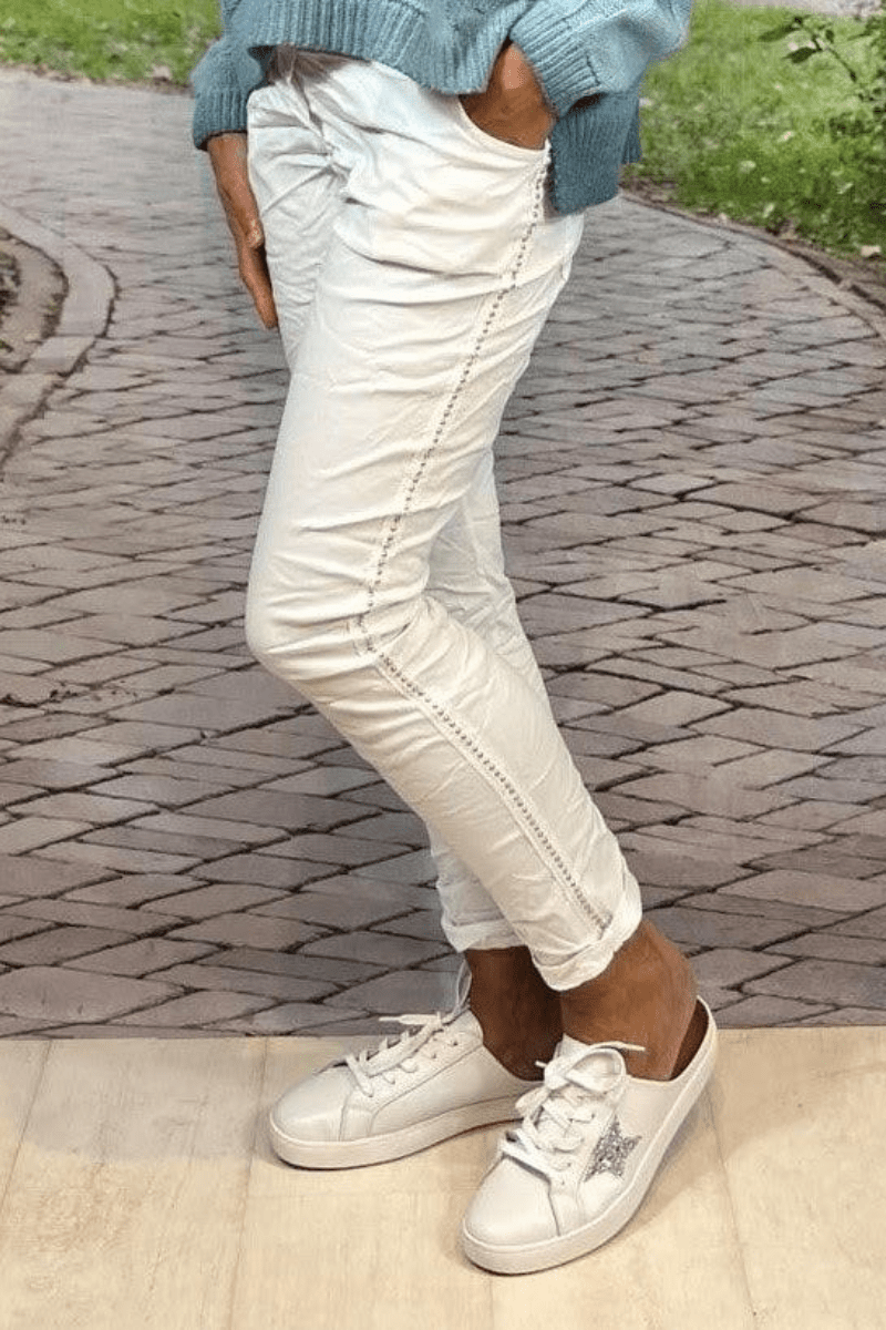 La Strada Stretch Jogger Studded Pants.