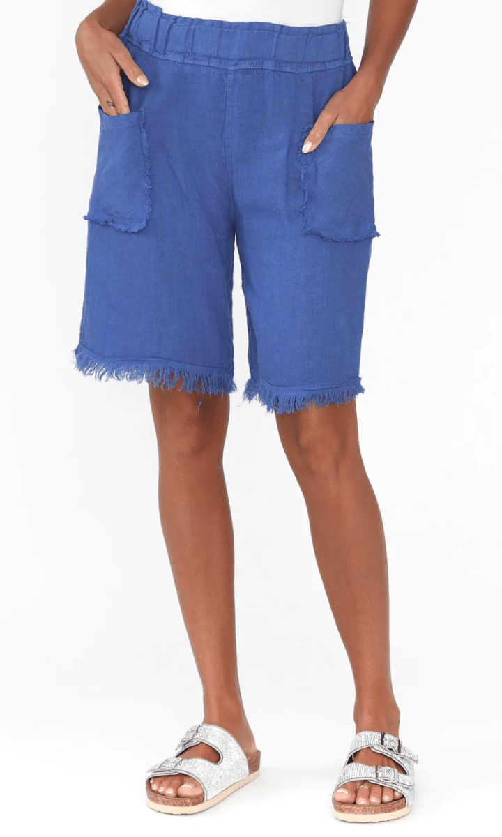 La Strada Frayed Italian Linen Shorts.