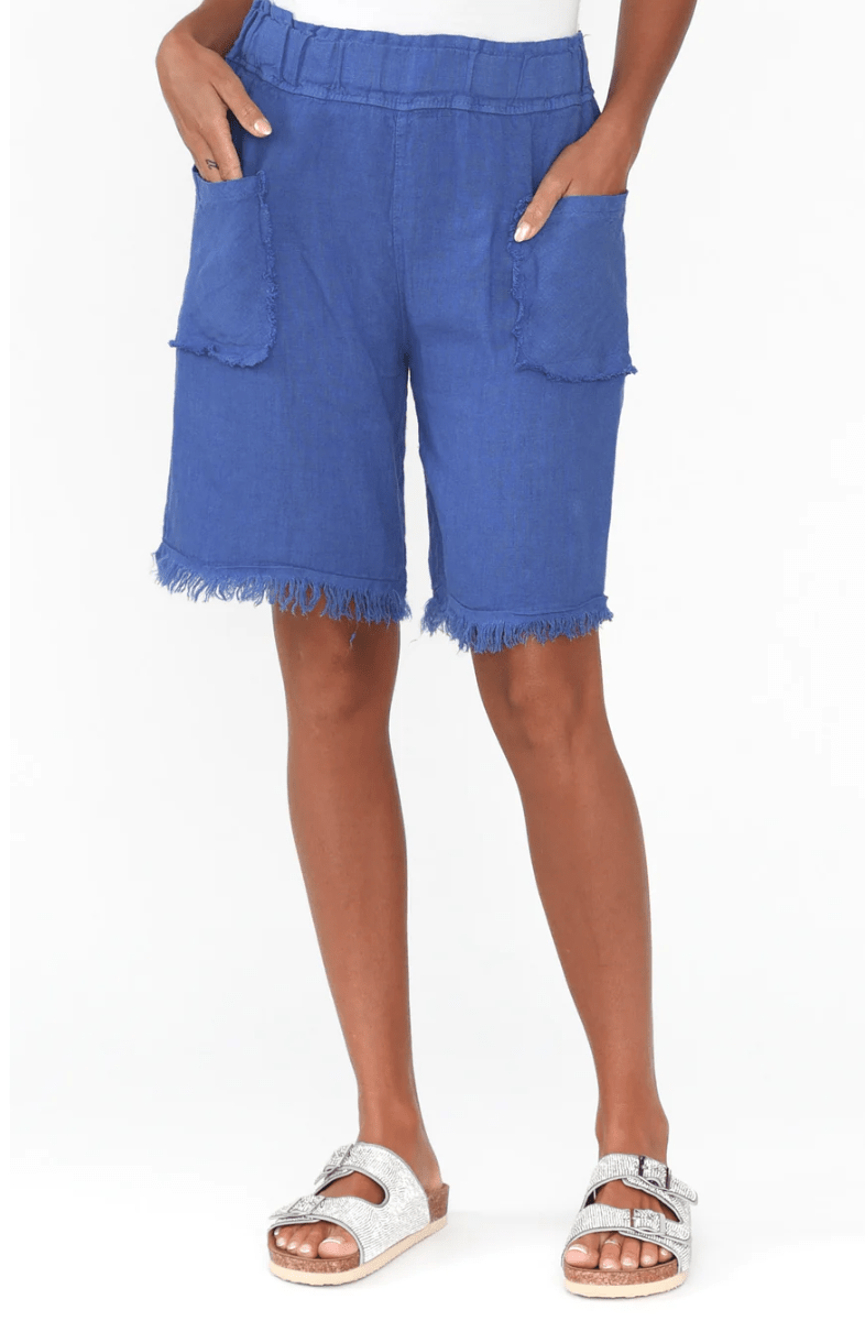 La Strada Frayed Italian Linen Shorts.