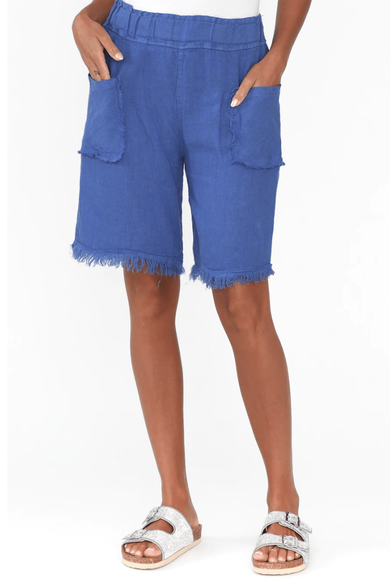 La Strada Frayed Italian Linen Shorts.