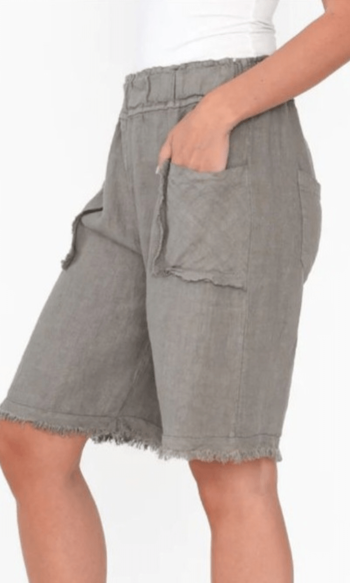 La Strada Frayed Italian Linen Shorts.