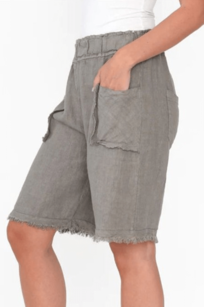 La Strada Frayed Italian Linen Shorts.