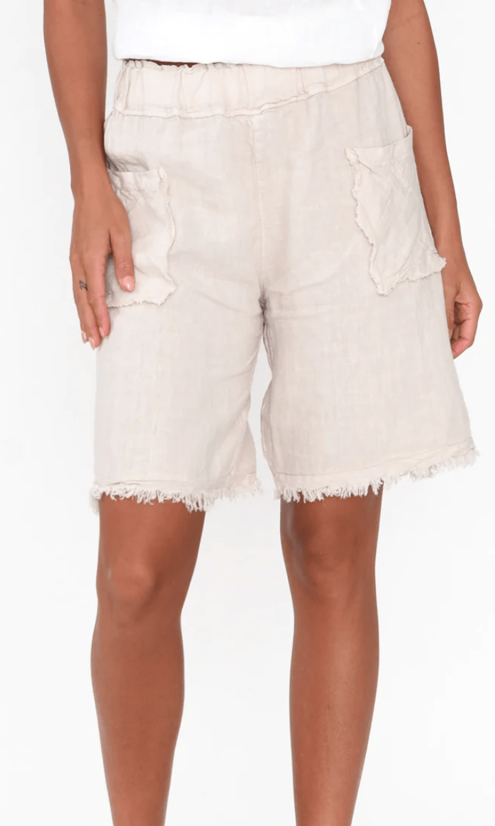 La Strada Frayed Italian Linen Shorts.