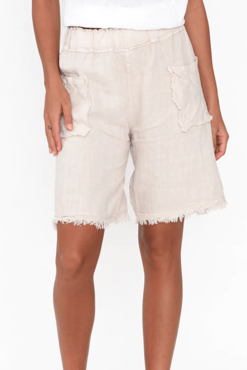 La Strada Frayed Italian Linen Shorts.