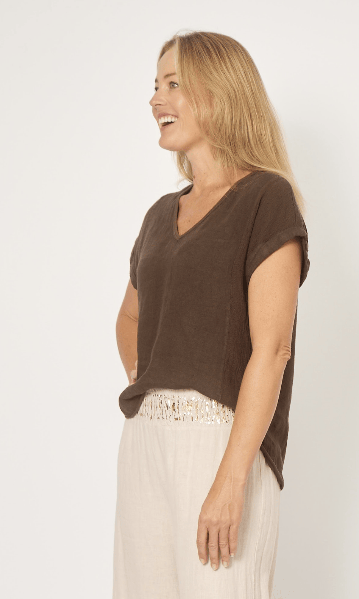 La Strada Italian Linen V Neck Shirt.