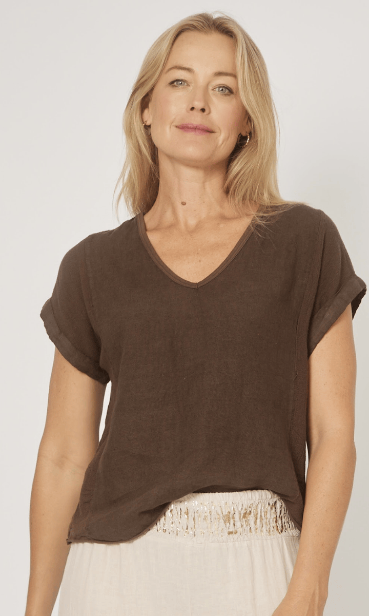 La Strada Italian Linen V Neck Shirt.