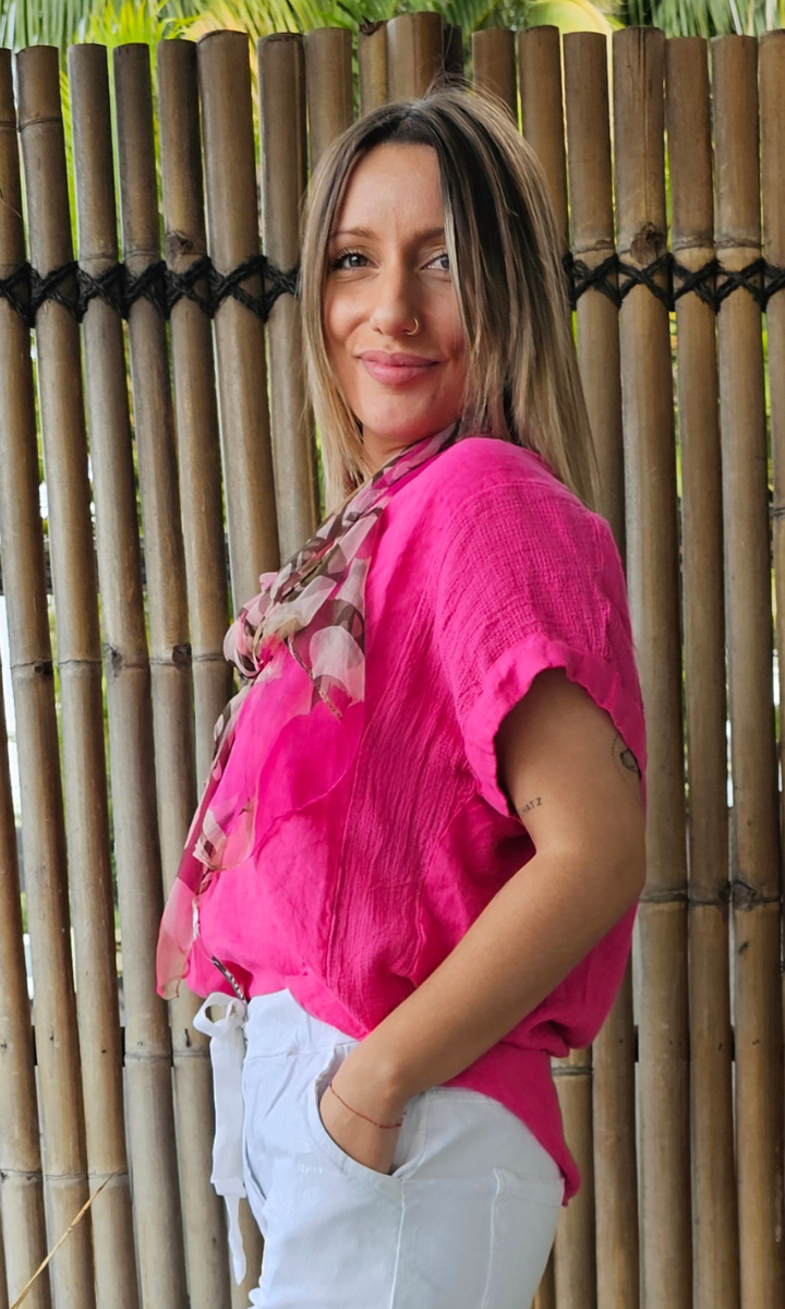 La Strada Italian Linen V Neck Shirt.