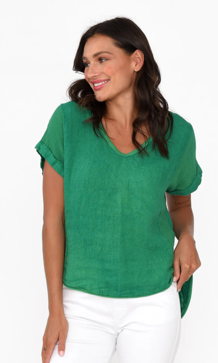 La Strada Italian Linen V Neck Shirt.