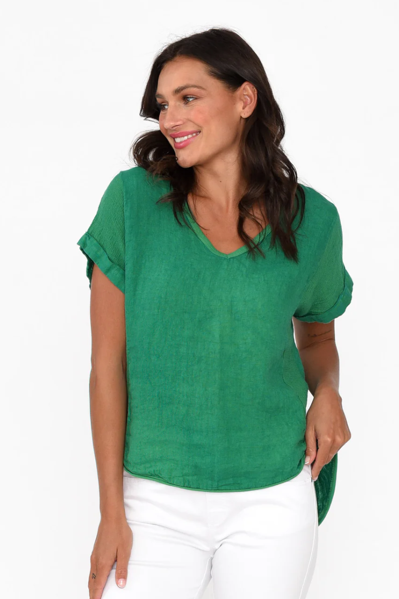 La Strada Italian Linen V Neck Shirt.