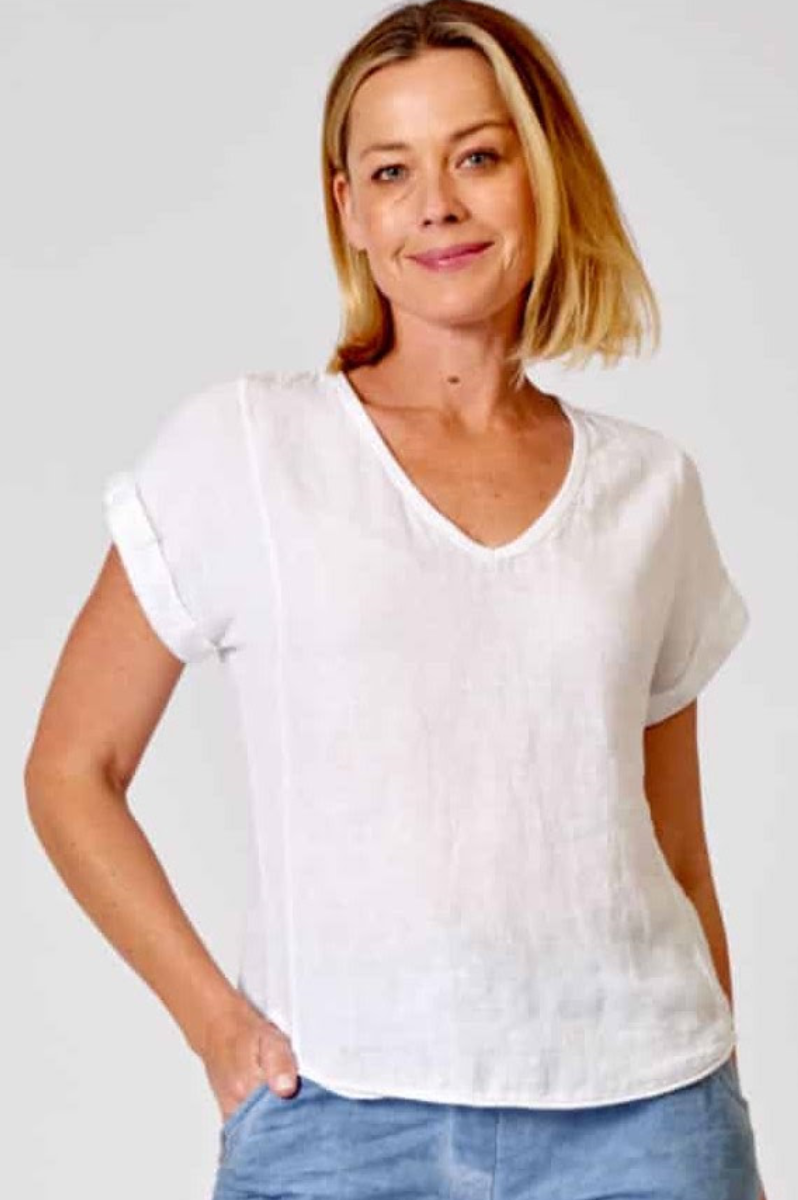 La Strada Italian Linen V Neck Shirt.