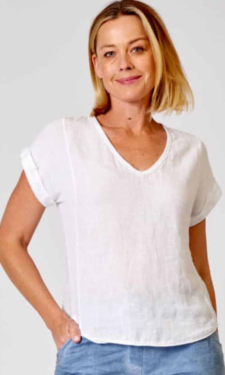 La Strada Italian Linen V Neck Shirt.