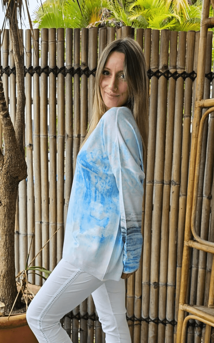 La Strada Poly Knitted Blue Top.