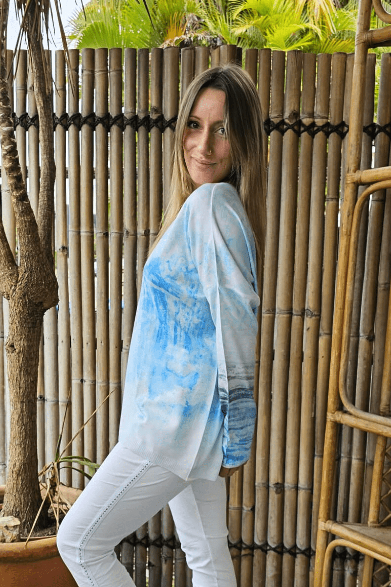 La Strada Poly Knitted Blue Top.