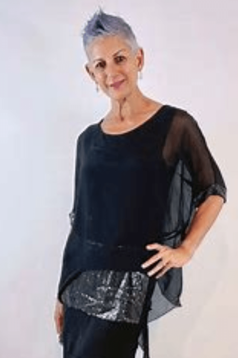 La Strada Navy Silk Blended Top.