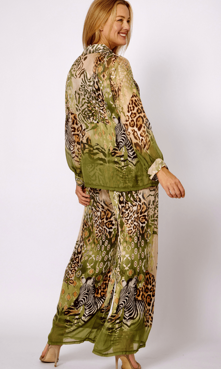 La Strada Silk Viscose Button Through Shirt Zebra.