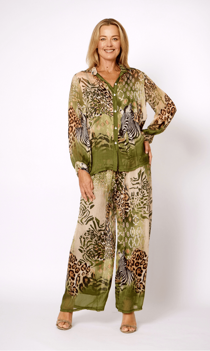 La Strada Silk Viscose Button Through Shirt Zebra.