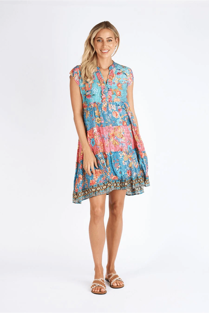 Lula Life Brooke Print Tiered Dress Multi - ON SALE.