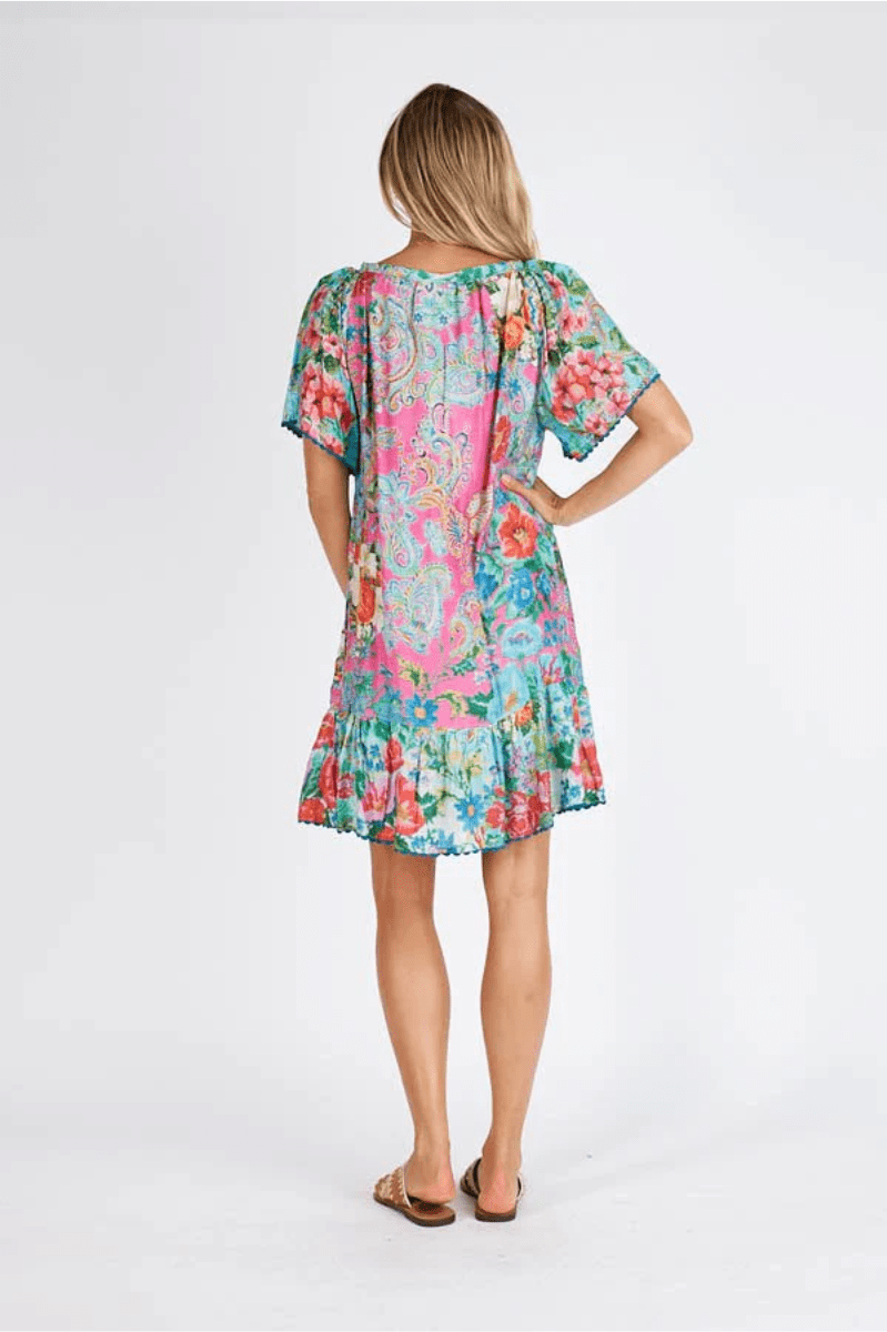 Lula Life Finch Shirred Printed Dress.