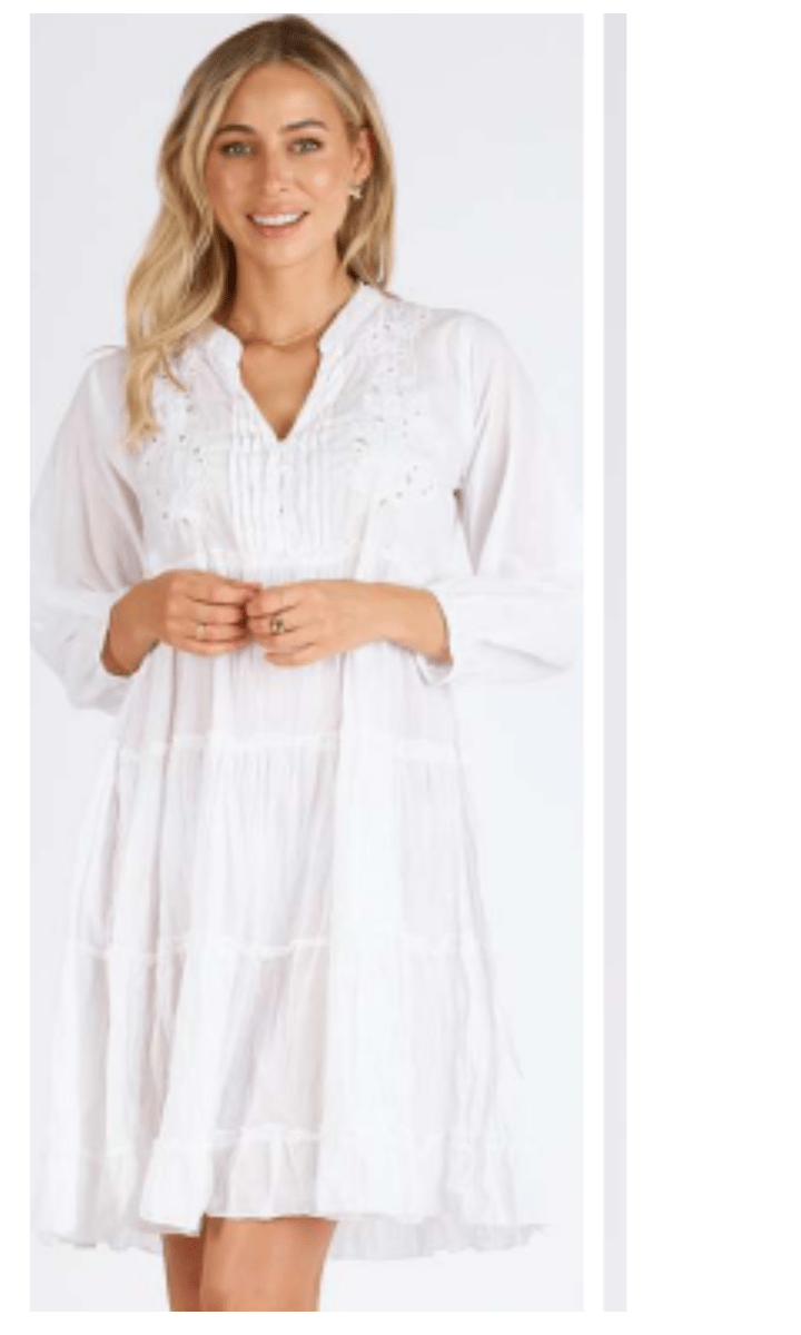 Lula Life Luna Tiered White Dress.