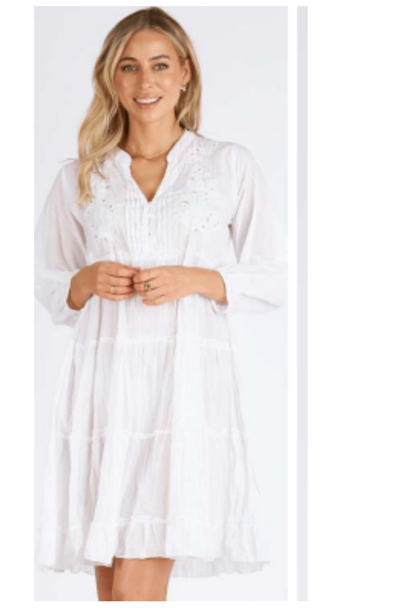 Lula Life Luna Tiered White Dress.