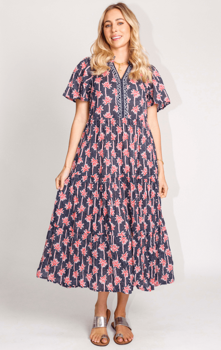 Lula Life Palm Cove Midi Dress Navy.