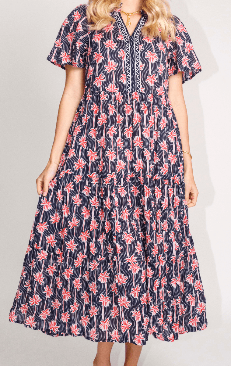 Lula Life Palm Cove Midi Dress Navy.