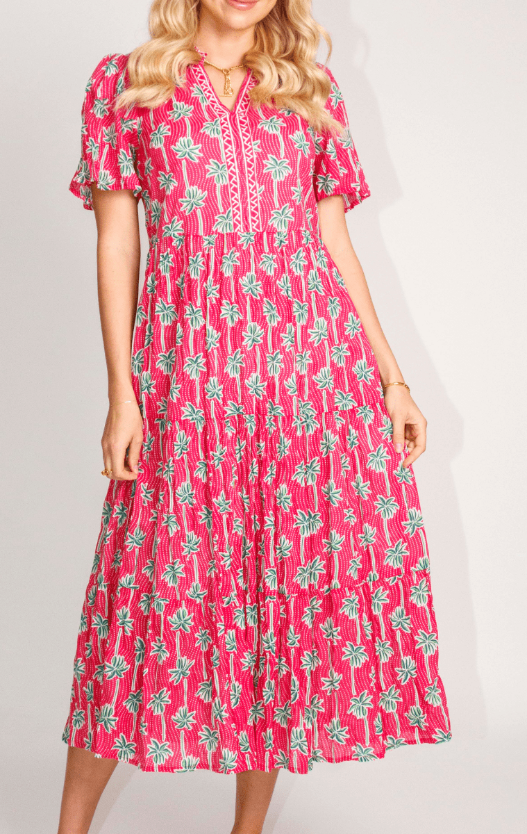 Lula Life Palm Cove Midi Dress Melon.
