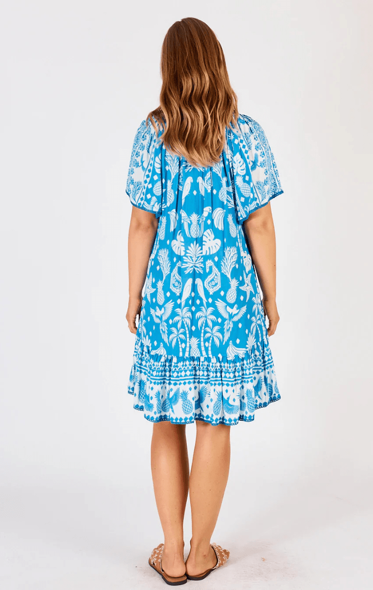 Lula Life Agatha Shirred Dress Ocean.