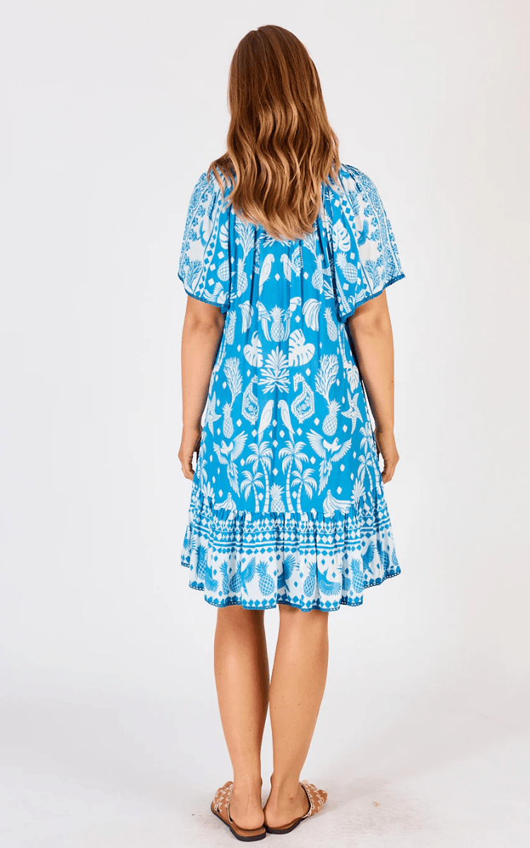 Lula Life Agatha Shirred Dress Ocean.