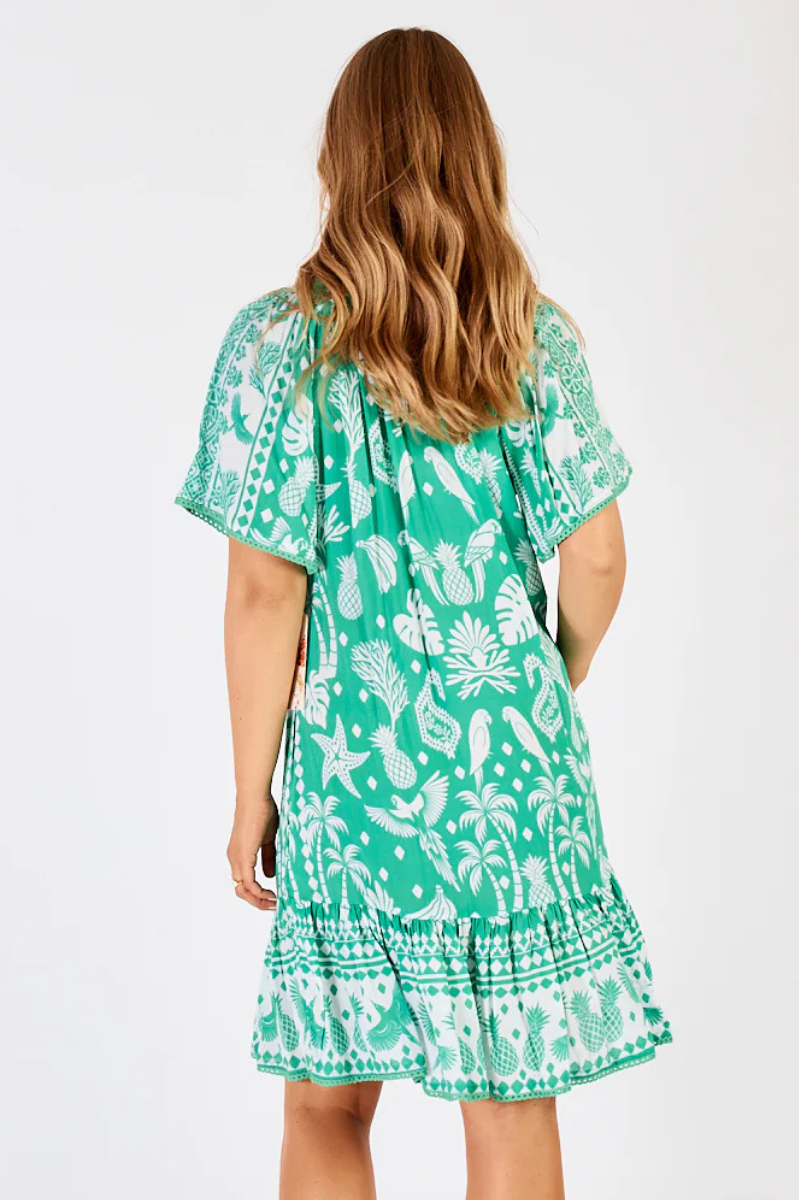 Lula Life Agatha Shirred Dress Sea.