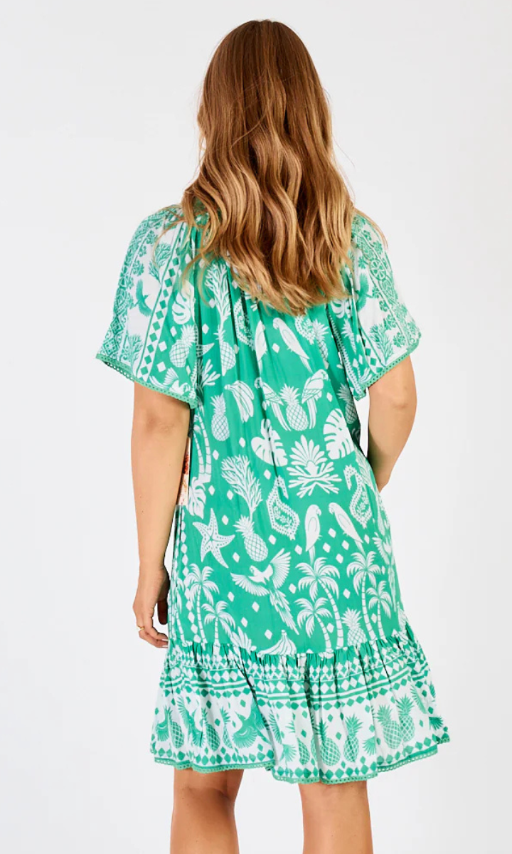 Lula Life Agatha Shirred Dress Sea.