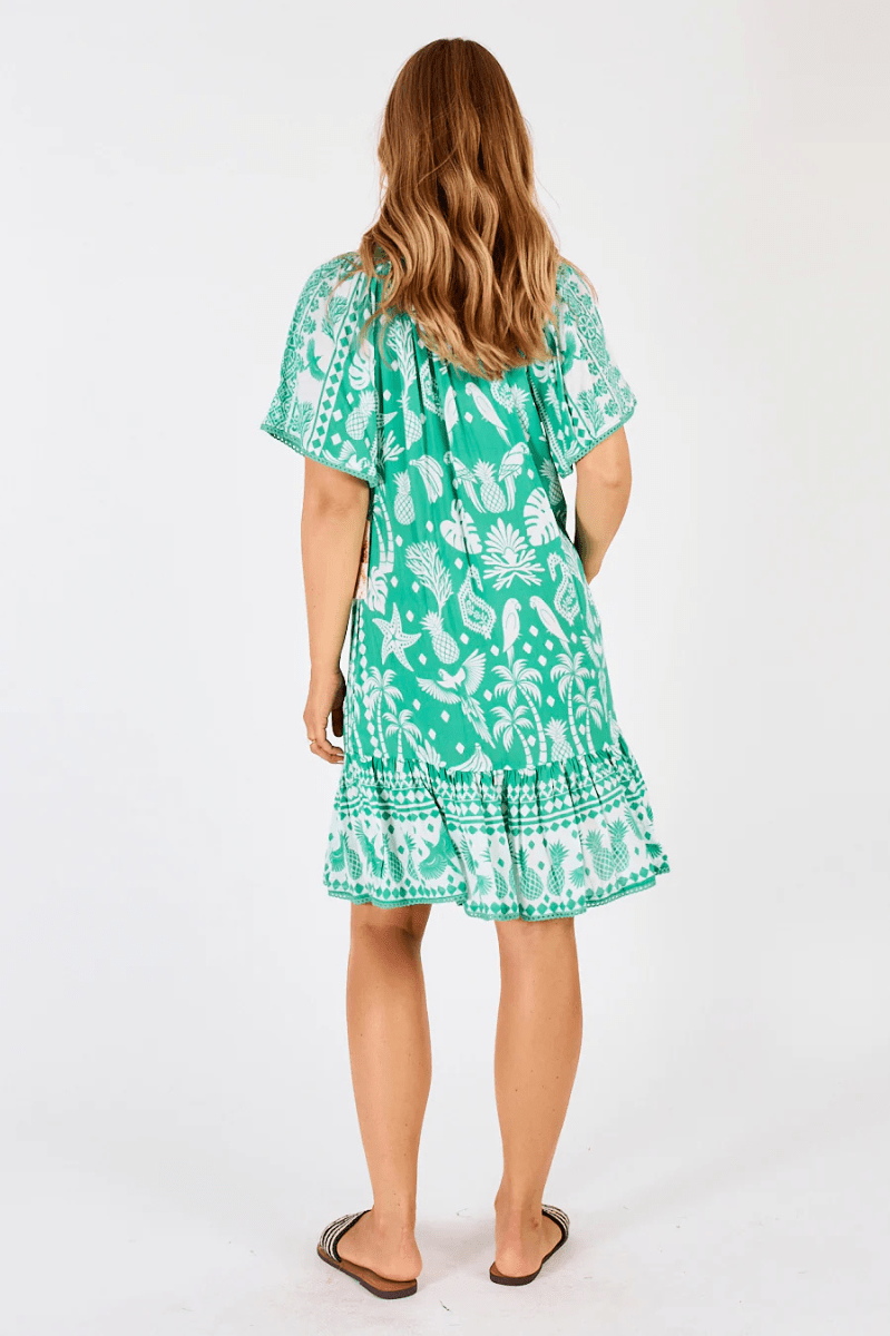 Lula Life Agatha Shirred Dress Sea.