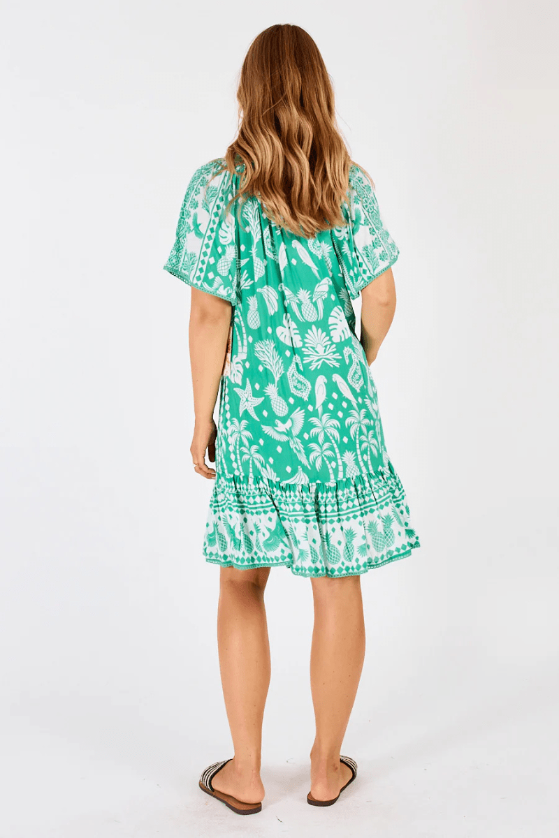 Lula Life Agatha Shirred Dress Sea.