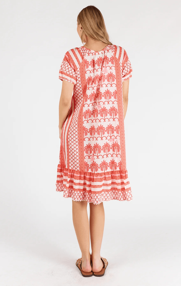 Lula Life Blakely Shirred Dress - Melon.
