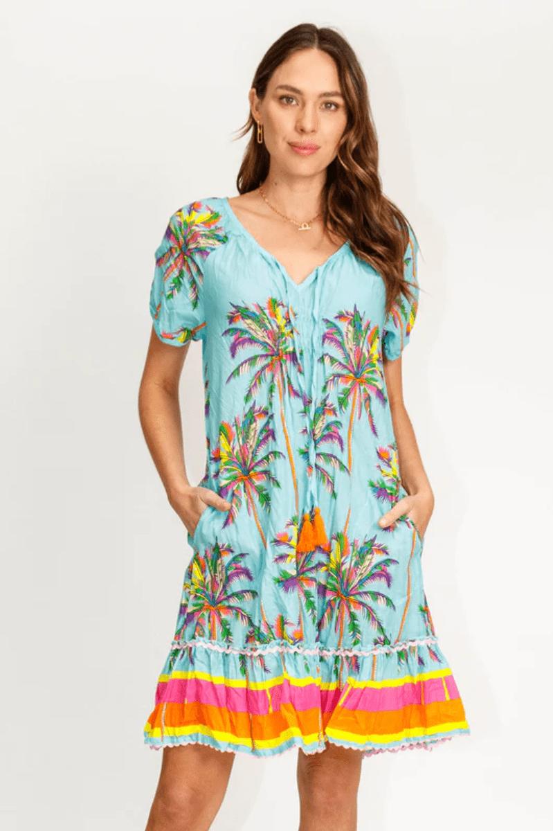 Lula Life Burleigh Shirred Dress Mist On Sale.