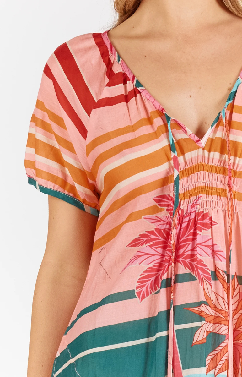 Lula Life Isla Shirred Dress - Sunset.
