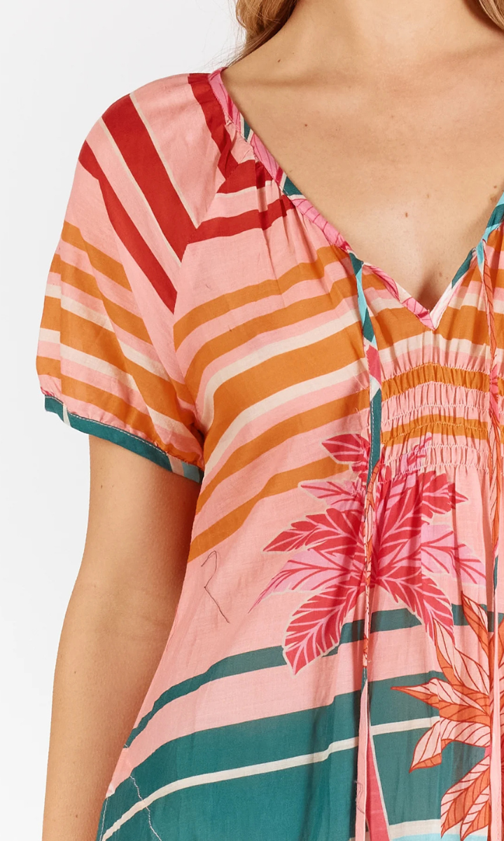 Lula Life Isla Shirred Dress - Sunset.