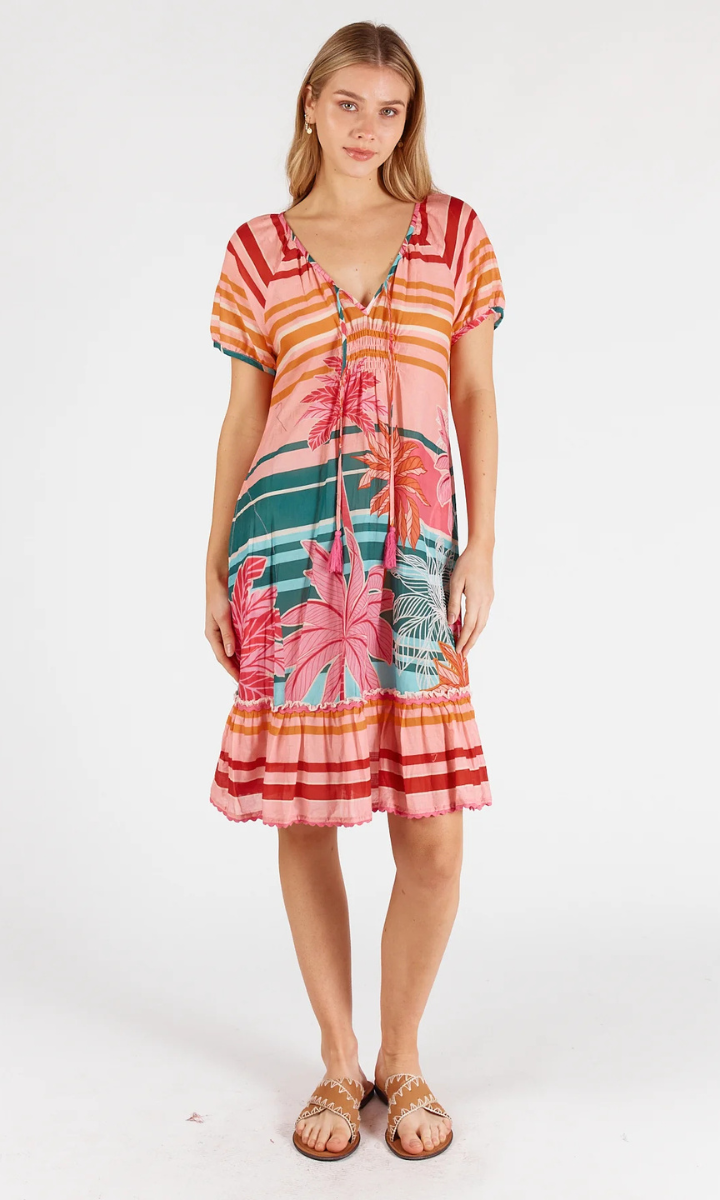 Lula Life Isla Shirred Dress - Sunset.