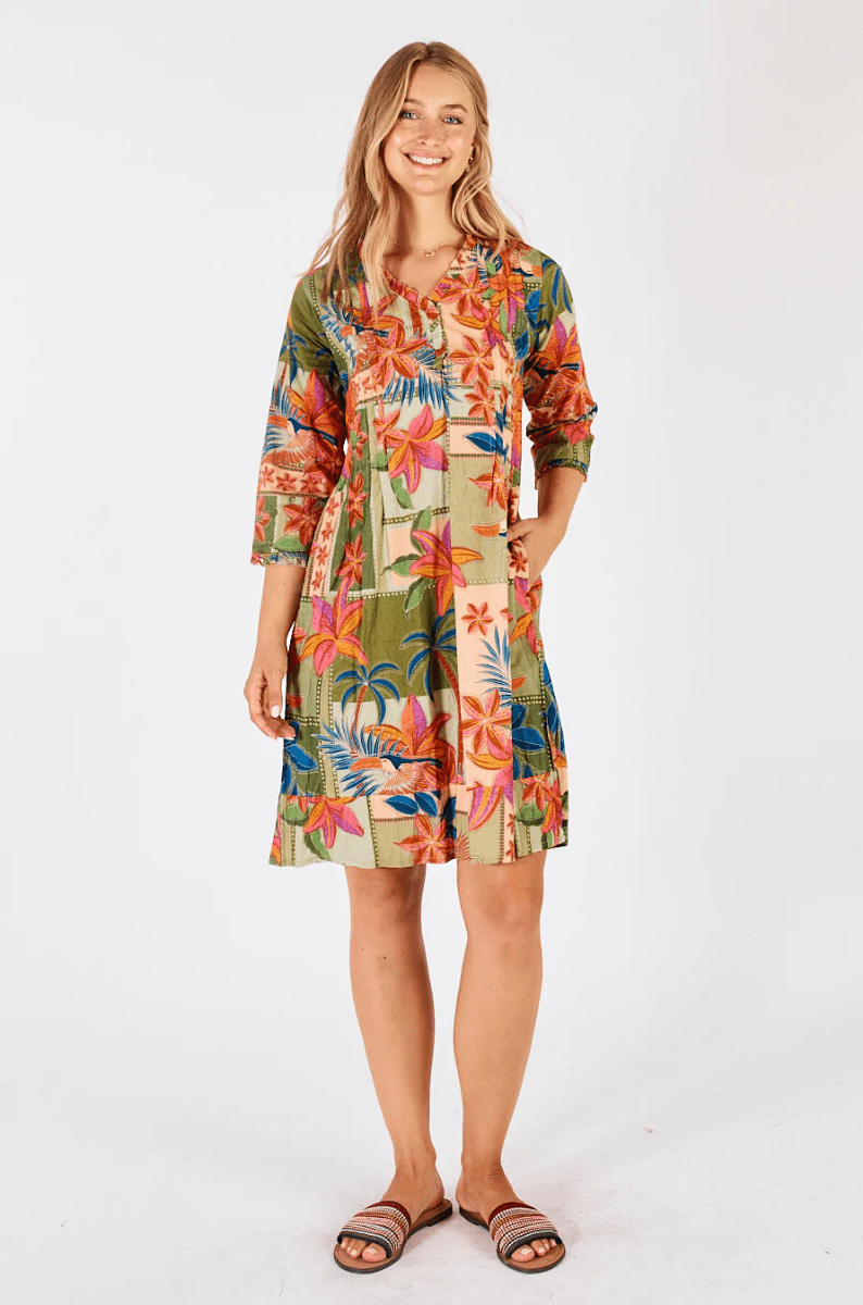 Lula Life Jemma Tuck Dress Olive.