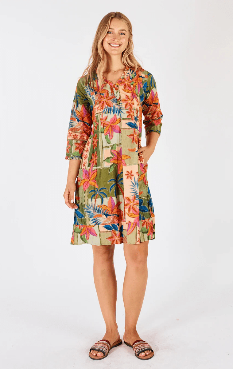 Lula Life Jemma Tuck Dress Olive.