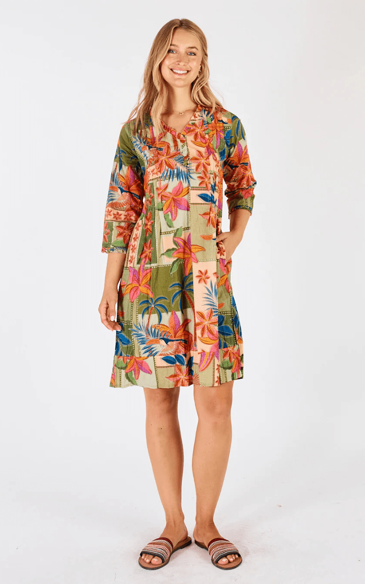 Lula Life Jemma Tuck Dress Olive.