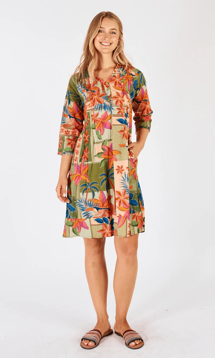 Lula Life Jemma Tuck Dress Olive.