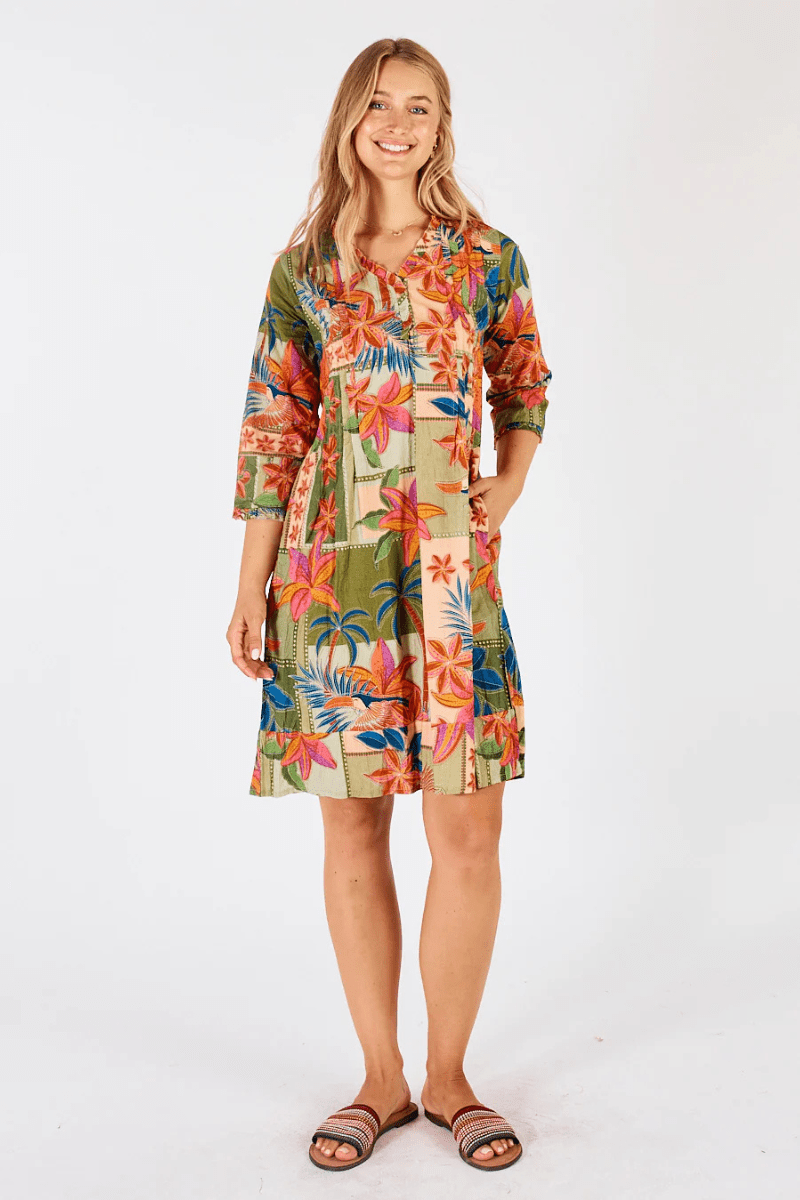 Lula Life Jemma Tuck Dress Olive.