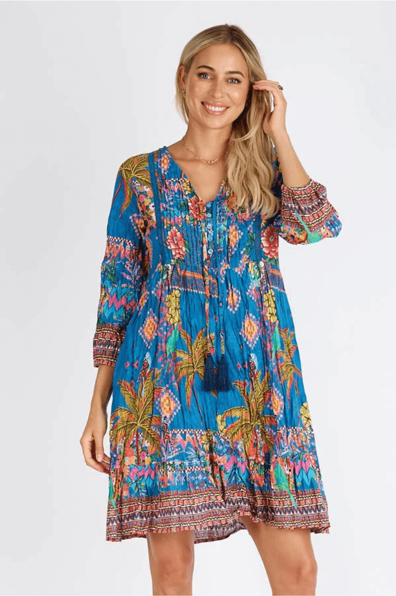 Lula Life Mika Cotton Dress Ocean.