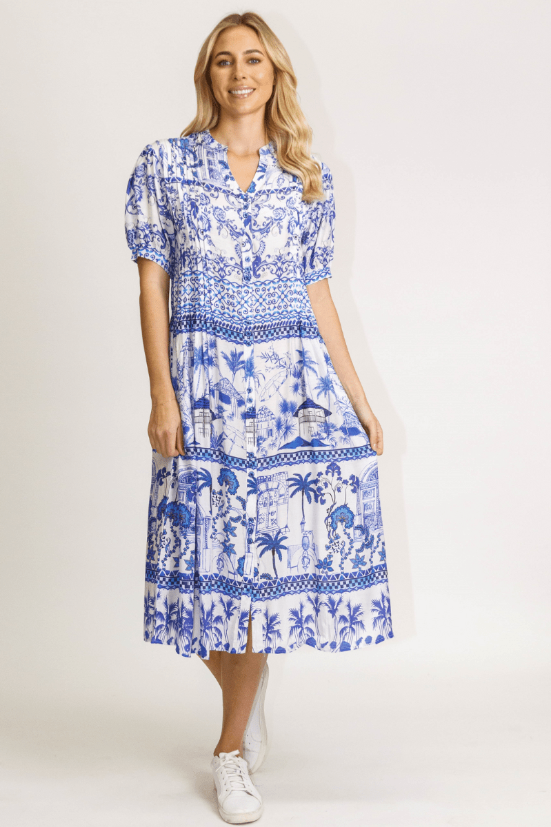 Lula Life Moffat Tucked Maxi Dress Navy.