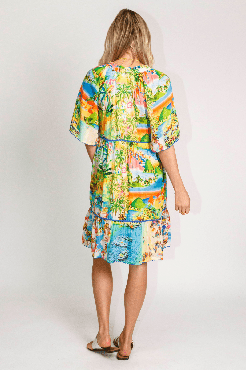 Lula Life Seaside Dress Tropical Print On Sale.