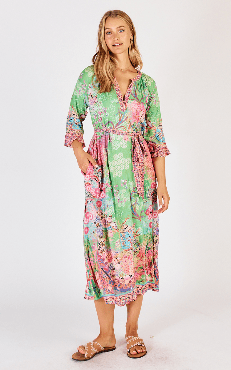 Lula Life Sybil Midi Dress Lime.