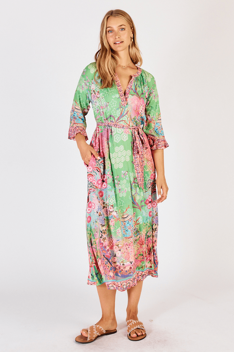 Lula Life Sybil Midi Dress Lime.