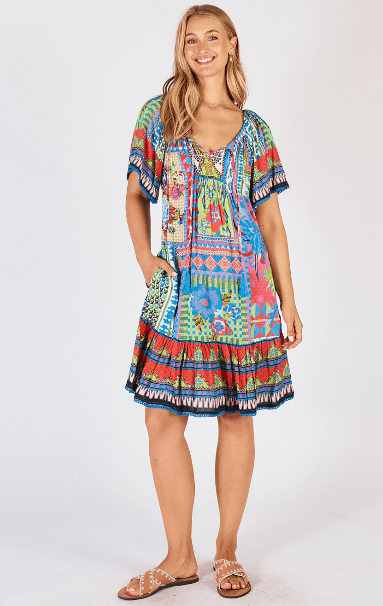 Lula Life Vivone Shirred Dress Lime.